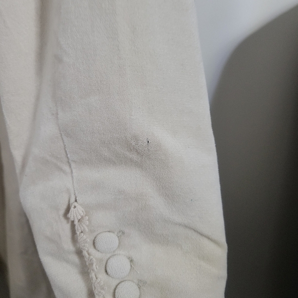 Cream Long Coat with Embroidered Details - Picture 12 of 16